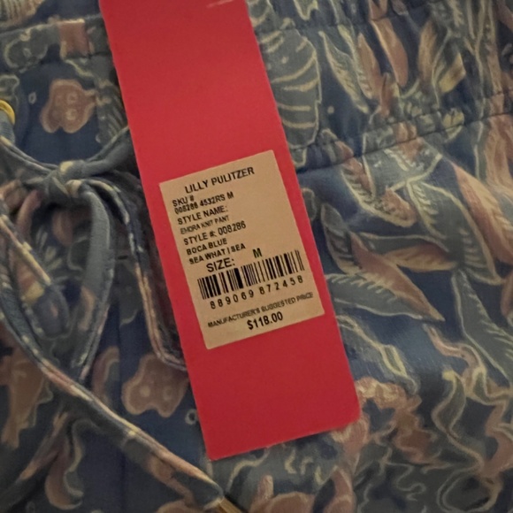 Lilly Pulitzer Emora Knit pants Boca Blue Sea What I Sea Medium NWT - Picture 3 of 3